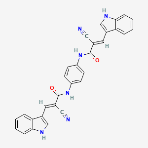 (E)-2-cyano-N-[4-[[(E)-2-cyano-3-(1H-indol-3-yl)prop-2-enoyl]amino]phenyl]-3-(1H-indol-3-yl)prop-2-enamide