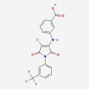 molecular formula C18H10ClF3N2O4 B7742060 3-[[4-Chloro-2,5-dioxo-1-[3-(trifluoromethyl)phenyl]pyrrol-3-yl]amino]benzoic acid 