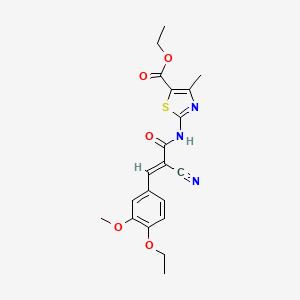 molecular formula C20H21N3O5S B7742104 (E)-ethyl 2-(2-cyano-3-(4-ethoxy-3-methoxyphenyl)acrylamido)-4-methylthiazole-5-carboxylate 