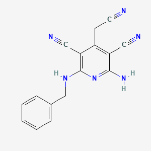 molecular formula C16H12N6 B7742119 2-Amino-6-(benzylamino)-4-(cyanomethyl)pyridine-3,5-dicarbonitrile 