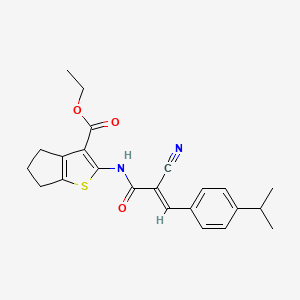 ethyl 2-[[(E)-2-cyano-3-(4-propan-2-ylphenyl)prop-2-enoyl]amino]-5,6-dihydro-4H-cyclopenta[b]thiophene-3-carboxylate