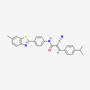 molecular formula C27H23N3OS B7742239 (E)-2-cyano-3-(4-isopropylphenyl)-N-(4-(6-methylbenzo[d]thiazol-2-yl)phenyl)acrylamide 