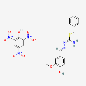 molecular formula C22H20N6O9S B7742296 benzyl N'-[(E)-(4-hydroxy-3-methoxyphenyl)methylideneamino]carbamimidothioate;2,4,6-trinitrophenol 