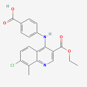 4-{[7-Chloro-3-(ethoxycarbonyl)-8-methylquinolin-4-yl]amino}benzoic acid