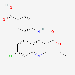 molecular formula C20H17ClN2O4 B7742320 4-{[7-Chloro-3-(ethoxycarbonyl)-8-methylquinolin-4-yl]amino}benzoic acid 