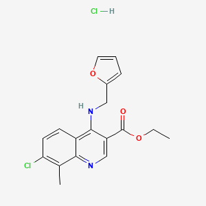 Ethyl 7-chloro-4-(furan-2-ylmethylamino)-8-methylquinoline-3-carboxylate;hydrochloride