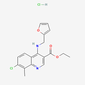 molecular formula C18H18Cl2N2O3 B7742328 Ethyl 7-chloro-4-(furan-2-ylmethylamino)-8-methylquinoline-3-carboxylate;hydrochloride 