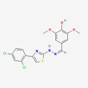 molecular formula C18H15Cl2N3O3S B7742342 4-[(Z)-[[4-(2,4-dichlorophenyl)-1,3-thiazol-2-yl]hydrazinylidene]methyl]-2,6-dimethoxyphenol 