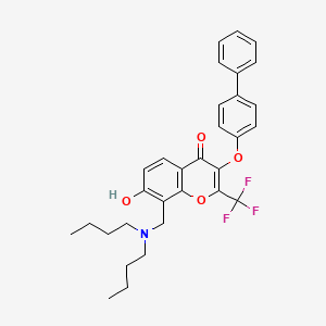 molecular formula C31H32F3NO4 B7742366 3-(biphenyl-4-yloxy)-8-[(dibutylamino)methyl]-7-hydroxy-2-(trifluoromethyl)-4H-chromen-4-one 