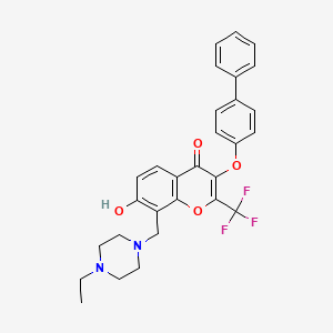 molecular formula C29H27F3N2O4 B7742395 3-(biphenyl-4-yloxy)-8-[(4-ethylpiperazin-1-yl)methyl]-7-hydroxy-2-(trifluoromethyl)-4H-chromen-4-one 