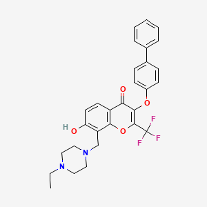 3-(biphenyl-4-yloxy)-8-[(4-ethylpiperazin-1-yl)methyl]-7-hydroxy-2-(trifluoromethyl)-4H-chromen-4-one