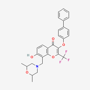 molecular formula C29H26F3NO5 B7742396 3-(biphenyl-4-yloxy)-8-[(2,6-dimethylmorpholin-4-yl)methyl]-7-hydroxy-2-(trifluoromethyl)-4H-chromen-4-one 