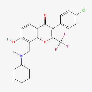 molecular formula C24H23ClF3NO3 B7742398 3-(4-chlorophenyl)-8-{[cyclohexyl(methyl)amino]methyl}-7-hydroxy-2-(trifluoromethyl)-4H-chromen-4-one 