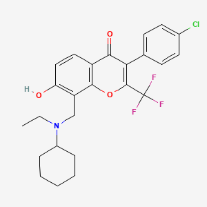 molecular formula C25H25ClF3NO3 B7742404 3-(4-chlorophenyl)-8-{[cyclohexyl(ethyl)amino]methyl}-7-hydroxy-2-(trifluoromethyl)-4H-chromen-4-one 