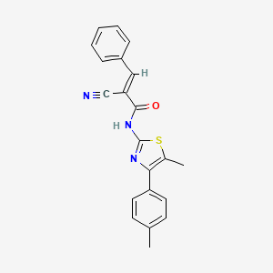 molecular formula C21H17N3OS B7742419 (E)-2-cyano-N-(5-methyl-4-(p-tolyl)thiazol-2-yl)-3-phenylacrylamide 