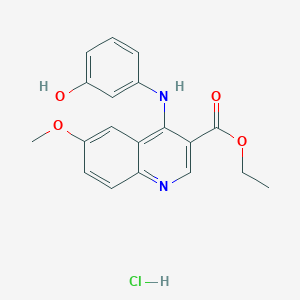 Ethyl 4-(3-hydroxyanilino)-6-methoxyquinoline-3-carboxylate;hydrochloride