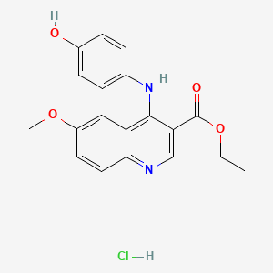 Ethyl 4-(4-hydroxyanilino)-6-methoxyquinoline-3-carboxylate;hydrochloride