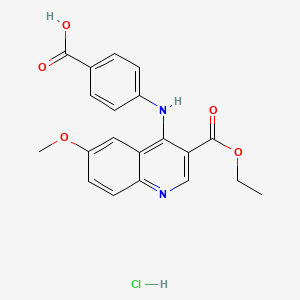 molecular formula C20H19ClN2O5 B7742534 4-[(3-Ethoxycarbonyl-6-methoxyquinolin-4-yl)amino]benzoic acid;hydrochloride 