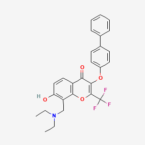 molecular formula C27H24F3NO4 B7742596 8-(Diethylaminomethyl)-7-hydroxy-3-(4-phenylphenoxy)-2-(trifluoromethyl)chromen-4-one 