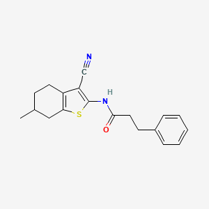 molecular formula C19H20N2OS B7742598 N-(3-cyano-6-methyl-4,5,6,7-tetrahydro-1-benzothiophen-2-yl)-3-phenylpropanamide 