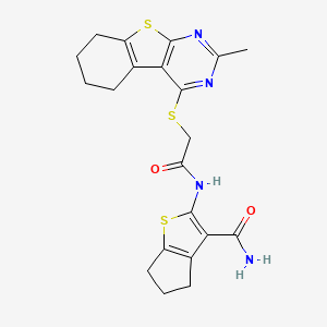 2-({[(2-methyl-5,6,7,8-tetrahydro[1]benzothieno[2,3-d]pyrimidin-4-yl)thio]acetyl}amino)-5,6-dihydro-4H-cyclopenta[b]thiophene-3-carboxamide