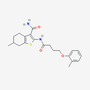 molecular formula C21H26N2O3S B7742645 6-Methyl-2-{[4-(2-methylphenoxy)butanoyl]amino}-4,5,6,7-tetrahydro-1-benzothiophene-3-carboxamide 
