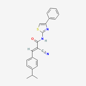 (E)-2-cyano-N-(4-phenyl-1,3-thiazol-2-yl)-3-(4-propan-2-ylphenyl)prop-2-enamide