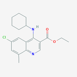 molecular formula C19H23ClN2O2 B7742691 Ethyl 6-chloro-4-(cyclohexylamino)-8-methylquinoline-3-carboxylate 