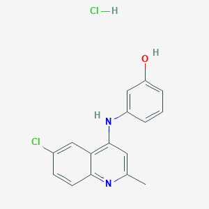 molecular formula C16H14Cl2N2O B7742697 3-[(6-Chloro-2-methyl-4-quinolinyl)amino]phenol hydrochloride 