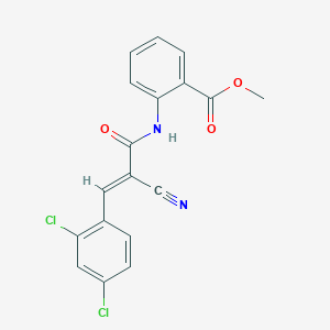 molecular formula C18H12Cl2N2O3 B7742737 (E)-methyl 2-(2-cyano-3-(2,4-dichlorophenyl)acrylamido)benzoate 