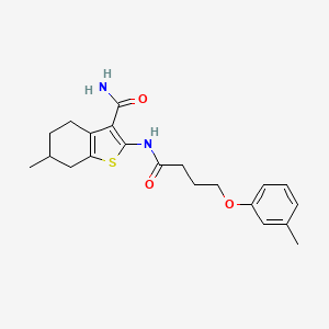 molecular formula C21H26N2O3S B7742759 6-Methyl-2-{[4-(3-methylphenoxy)butanoyl]amino}-4,5,6,7-tetrahydro-1-benzothiophene-3-carboxamide 