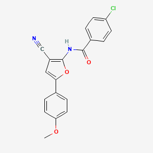 molecular formula C19H13ClN2O3 B7742845 4-chloro-N-[3-cyano-5-(4-methoxyphenyl)furan-2-yl]benzamide 