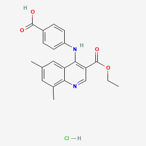 molecular formula C21H21ClN2O4 B7742923 4-[(3-Ethoxycarbonyl-6,8-dimethylquinolin-4-yl)amino]benzoic acid;hydrochloride 