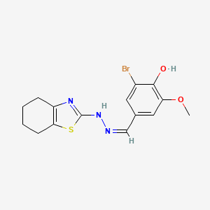 molecular formula C15H16BrN3O2S B7742966 (Z)-2-bromo-6-methoxy-4-((2-(4,5,6,7-tetrahydrobenzo[d]thiazol-2-yl)hydrazono)methyl)phenol 