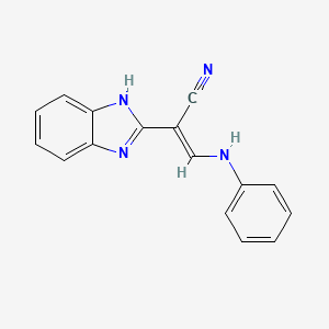 molecular formula C16H12N4 B7743010 (E)-3-anilino-2-(1H-benzimidazol-2-yl)prop-2-enenitrile 