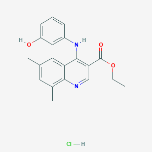 Ethyl 4-(3-hydroxyanilino)-6,8-dimethylquinoline-3-carboxylate;hydrochloride