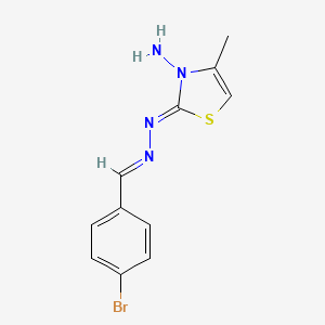 molecular formula C11H11BrN4S B7743105 (2Z)-2-[(E)-(4-bromophenyl)methylidenehydrazinylidene]-4-methyl-1,3-thiazol-3-amine 