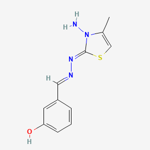 molecular formula C11H12N4OS B7743110 3-[(E)-[(Z)-(3-amino-4-methyl-1,3-thiazol-2-ylidene)hydrazinylidene]methyl]phenol 