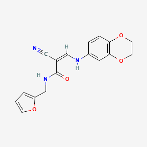 (2Z)-2-cyano-3-(2,3-dihydro-1,4-benzodioxin-6-ylamino)-N-(2-furylmethyl)acrylamide