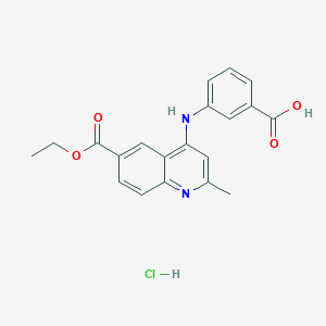 molecular formula C20H19ClN2O4 B7743166 3-[(6-Ethoxycarbonyl-2-methylquinolin-4-yl)amino]benzoic acid;hydrochloride 