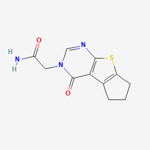 molecular formula C11H11N3O2S B7743187 2-(12-Oxo-7-thia-9,11-diazatricyclo[6.4.0.02,6]dodeca-1(8),2(6),9-trien-11-yl)acetamide 