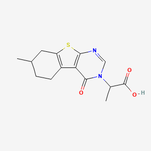 molecular formula C14H16N2O3S B7743237 2-{11-Methyl-3-oxo-8-thia-4,6-diazatricyclo[7.4.0.0^{2,7}]trideca-1(9),2(7),5-trien-4-yl}propanoic acid 