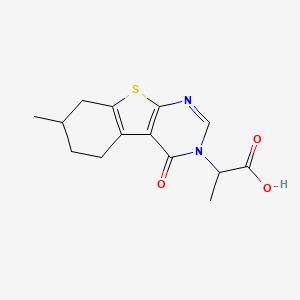 2-{11-Methyl-3-oxo-8-thia-4,6-diazatricyclo[7.4.0.0^{2,7}]trideca-1(9),2(7),5-trien-4-yl}propanoic acid