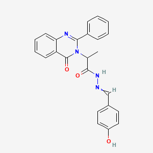 molecular formula C24H20N4O3 B7743244 N'-(4-hydroxybenzylidene)-2-(4-oxo-2-phenylquinazolin-3(4H)-yl)propanehydrazide 