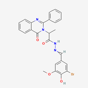 molecular formula C25H21BrN4O4 B7743248 N'-(3-bromo-4-hydroxy-5-methoxybenzylidene)-2-(4-oxo-2-phenylquinazolin-3(4H)-yl)propanehydrazide 