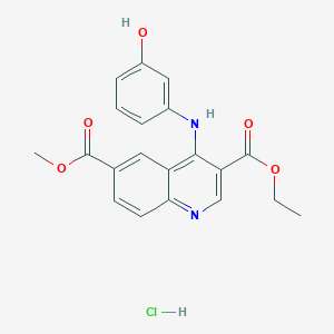 molecular formula C20H19ClN2O5 B7743297 3-O-ethyl 6-O-methyl 4-(3-hydroxyanilino)quinoline-3,6-dicarboxylate;hydrochloride 