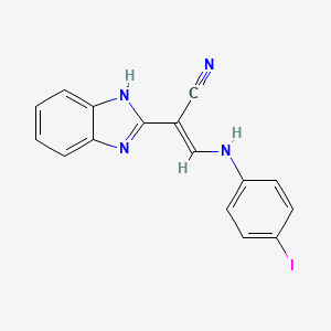 molecular formula C16H11IN4 B7743325 (E)-2-(1H-benzo[d]imidazol-2-yl)-3-((4-iodophenyl)amino)acrylonitrile 