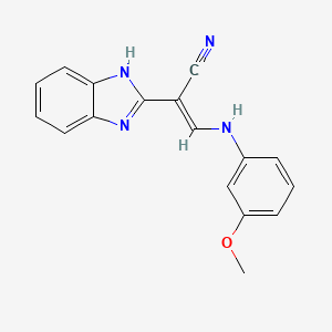 molecular formula C17H14N4O B7743329 (E)-2-(1H-benzimidazol-2-yl)-3-(3-methoxyanilino)prop-2-enenitrile 