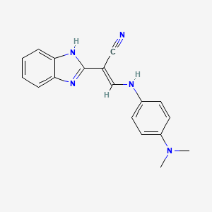molecular formula C18H17N5 B7743343 (E)-2-(1H-benzimidazol-2-yl)-3-[4-(dimethylamino)anilino]prop-2-enenitrile 