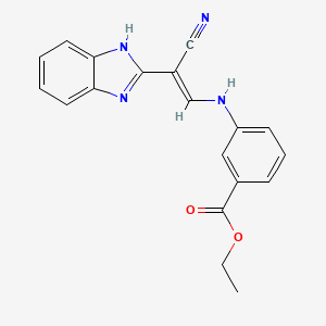 molecular formula C19H16N4O2 B7743355 ethyl 3-{[(E)-2-(1H-benzimidazol-2-yl)-2-cyanoethenyl]amino}benzoate 